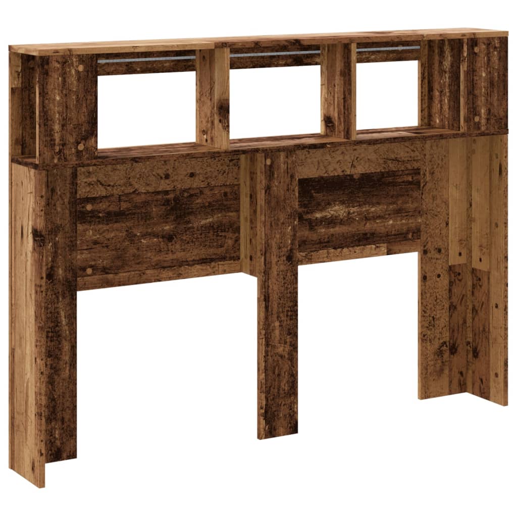 vidaXL LED κεφαλάρι Παλιό ξύλο 140x18,5x103,5 cm Κατασκευασμένο ξύλο