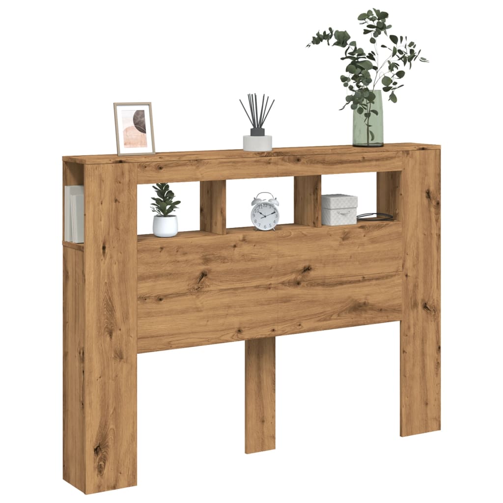 vidaXL LED κεφαλάρι Artisan Oak 140x18,5x103,5 cm Κατασκευασμένο ξύλο