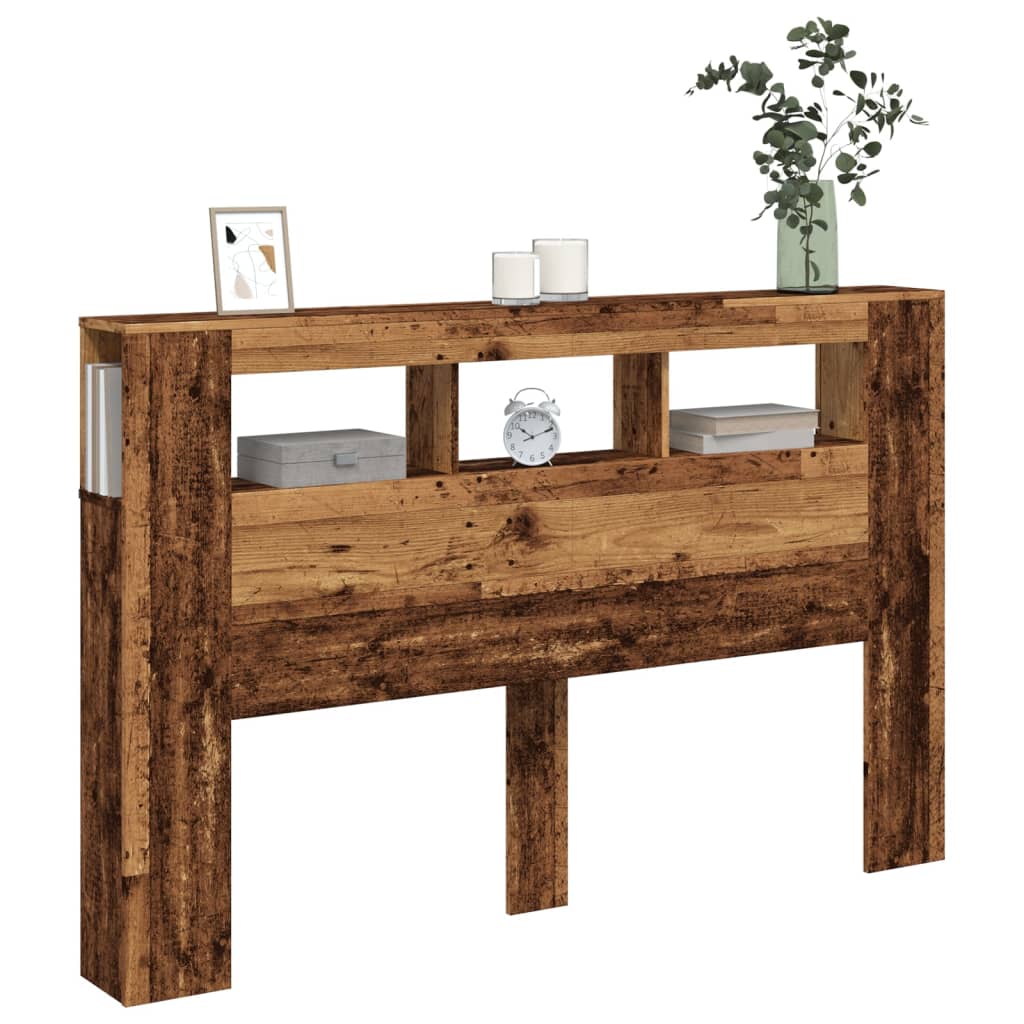 vidaXL LED κεφαλάρι Παλιό ξύλο 160x18,5x103,5 cm Κατασκευασμένο ξύλο