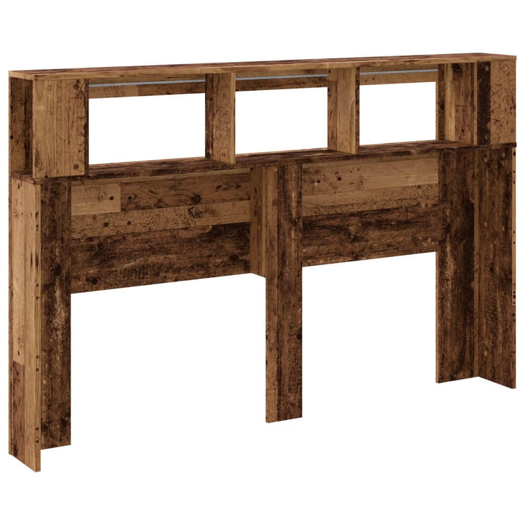 vidaXL LED κεφαλάρι Παλιό ξύλο 160x18,5x103,5 cm Κατασκευασμένο ξύλο