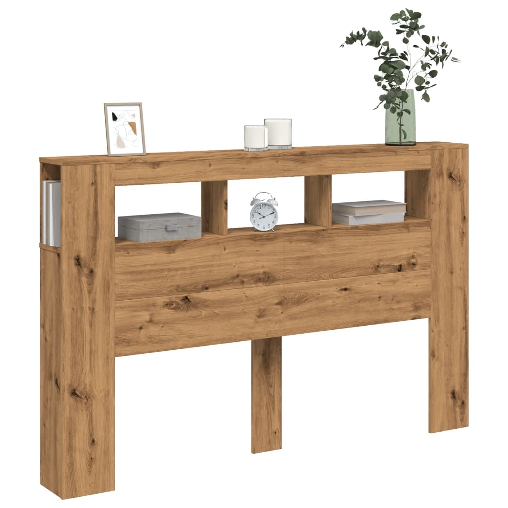 vidaXL LED κεφαλάρι Artisan Oak 160x18,5x103,5 cm Κατασκευασμένο ξύλο