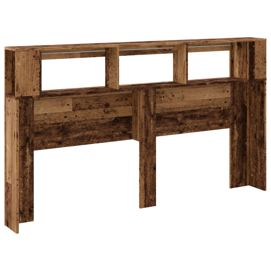 vidaXL LED κεφαλάρι Παλιό ξύλο 180x18,5x103,5 cm Κατασκευασμένο ξύλο