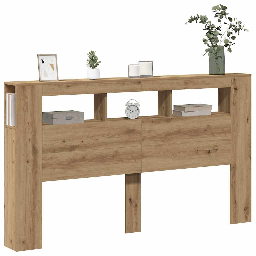 vidaXL LED κεφαλάρι Artisan Oak 180x18,5x103,5 cm Κατασκευασμένο ξύλο