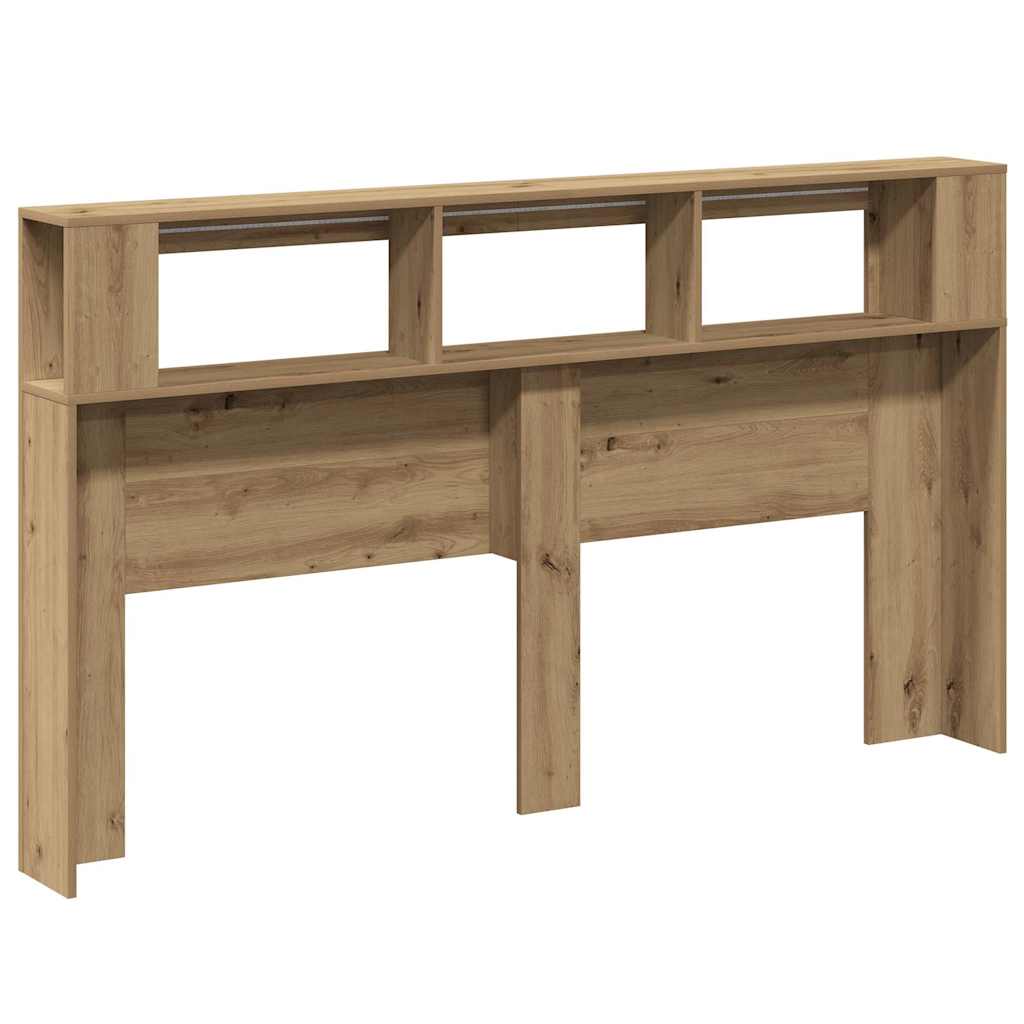 vidaXL LED κεφαλάρι Artisan Oak 180x18,5x103,5 cm Κατασκευασμένο ξύλο