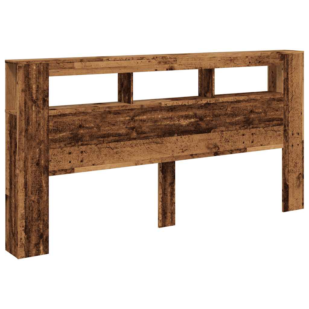 vidaXL LED κεφαλάρι Παλιό ξύλο 200x18,5x103,5 cm Κατασκευασμένο ξύλο