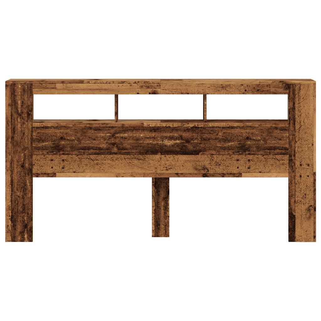 vidaXL LED κεφαλάρι Παλιό ξύλο 200x18,5x103,5 cm Κατασκευασμένο ξύλο