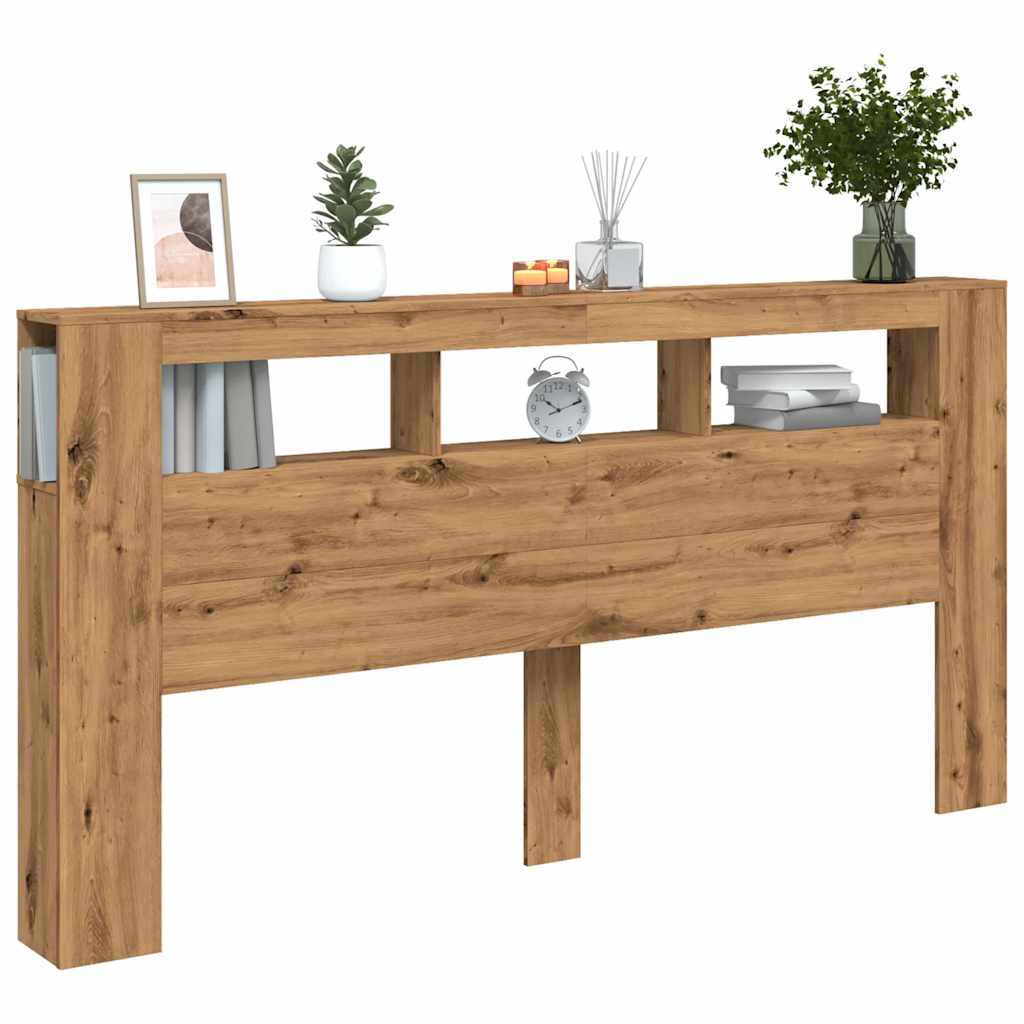 vidaXL LED κεφαλάρι Artisan Oak 200x18,5x103,5 cm Κατασκευασμένο ξύλο