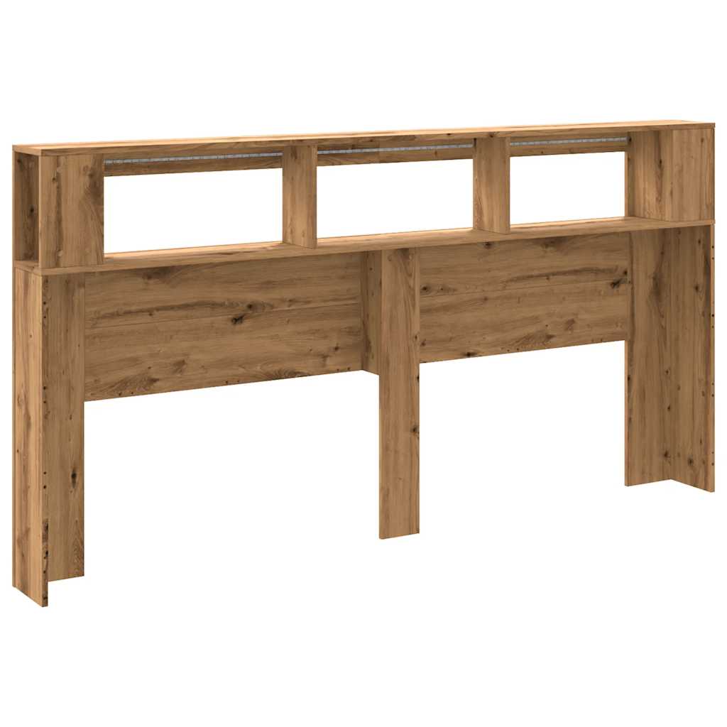 vidaXL LED κεφαλάρι Artisan Oak 200x18,5x103,5 cm Κατασκευασμένο ξύλο