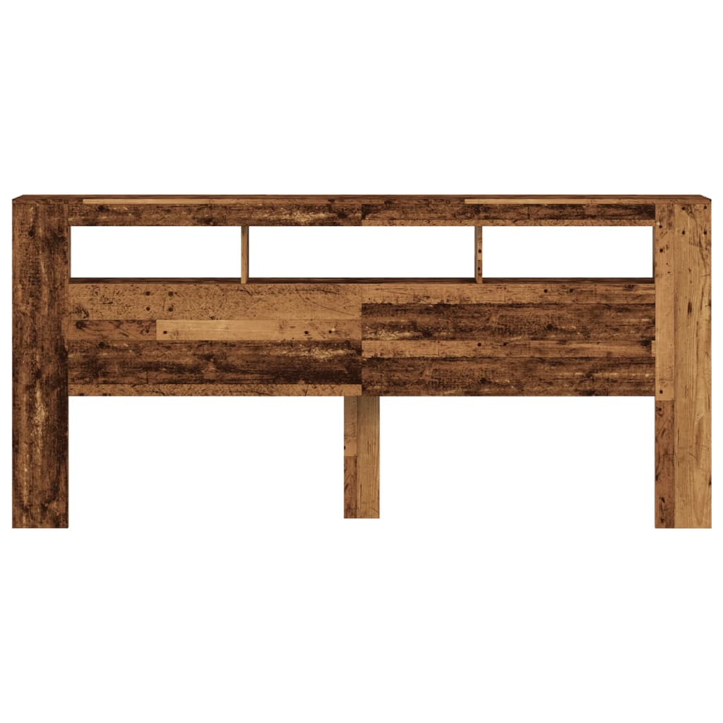 vidaXL LED κεφαλάρι Παλιό ξύλο 220x18,5x103,5 cm Κατασκευασμένο ξύλο