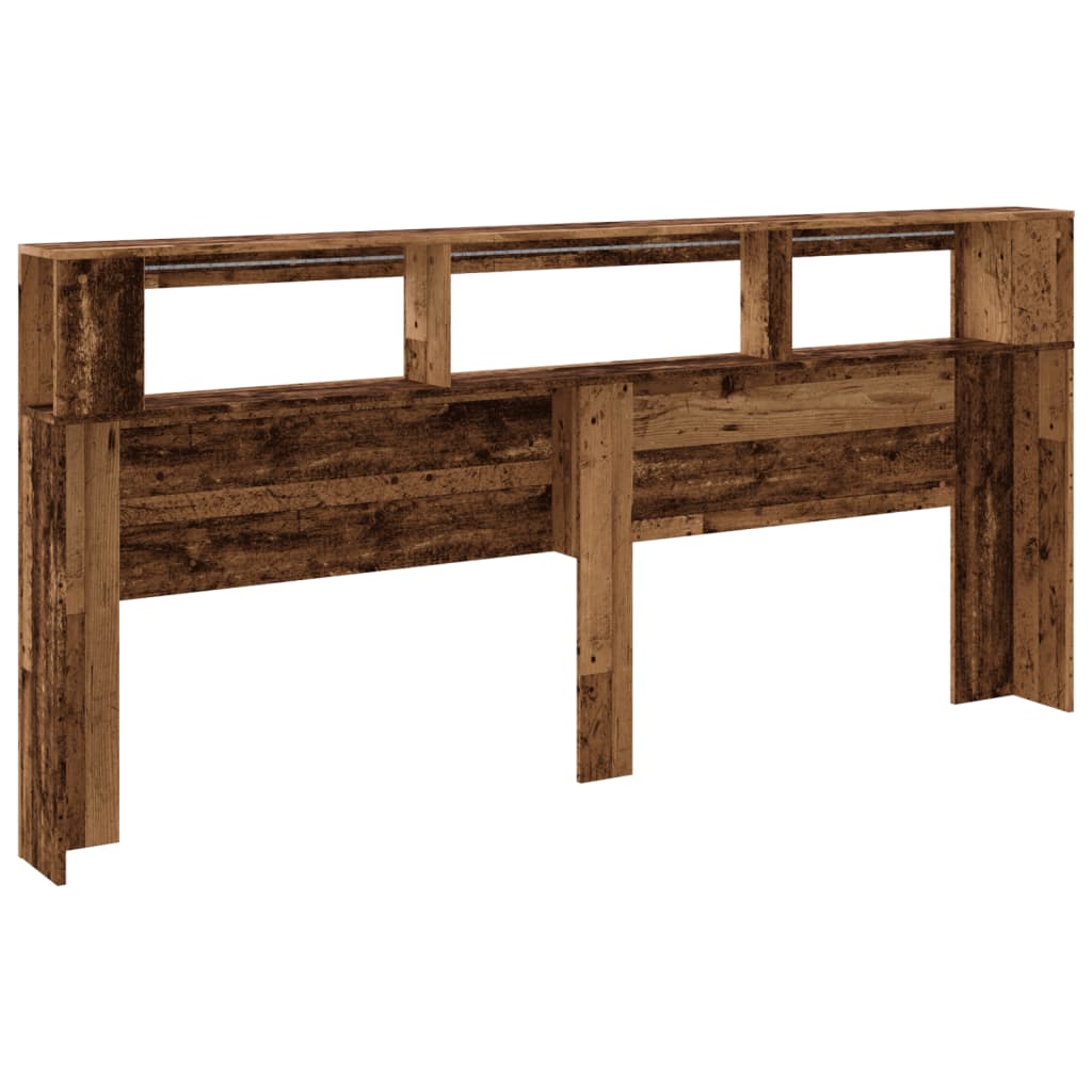 vidaXL LED κεφαλάρι Παλιό ξύλο 220x18,5x103,5 cm Κατασκευασμένο ξύλο