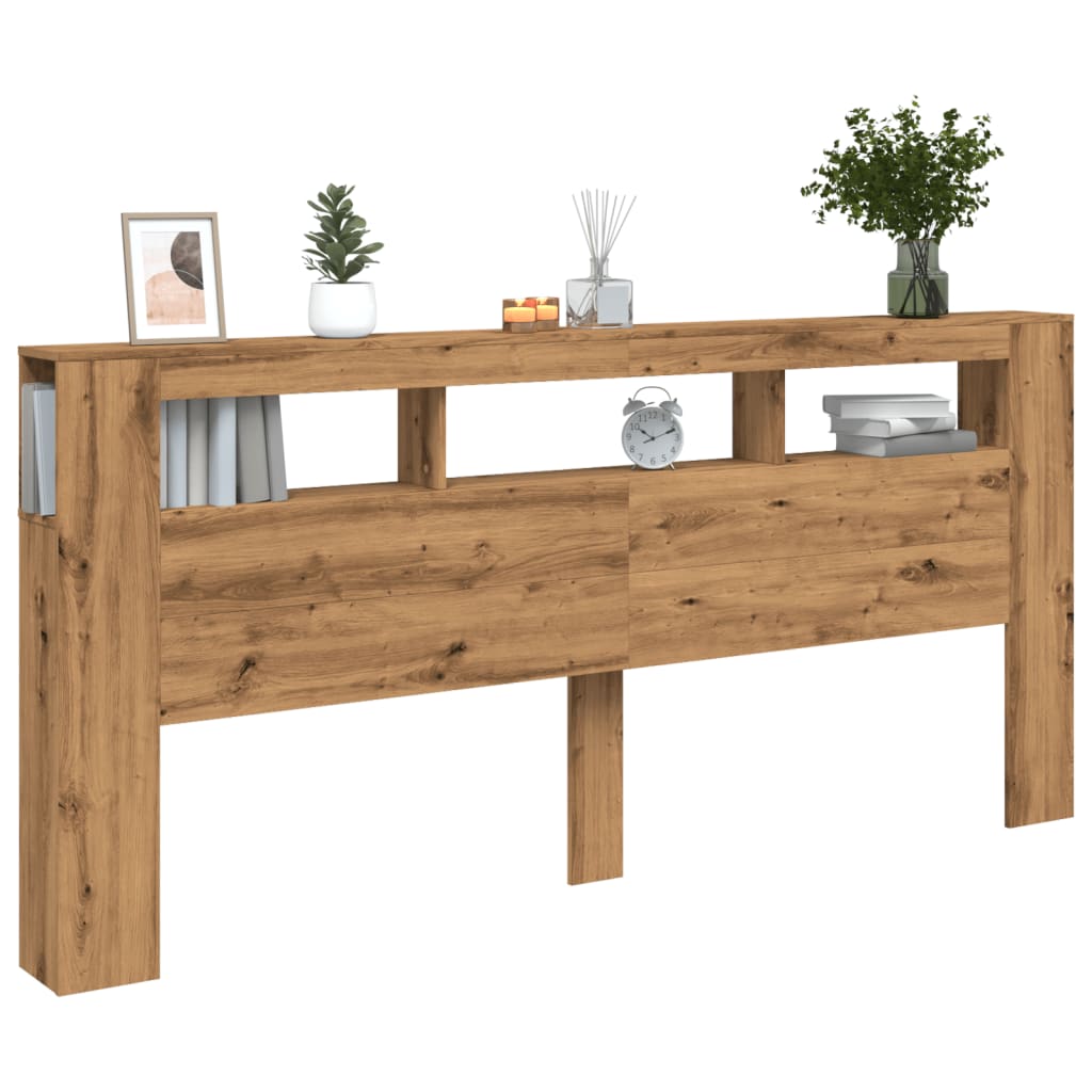 vidaXL LED κεφαλάρι Artisan Oak 220x18,5x103,5 cm Κατασκευασμένο ξύλο