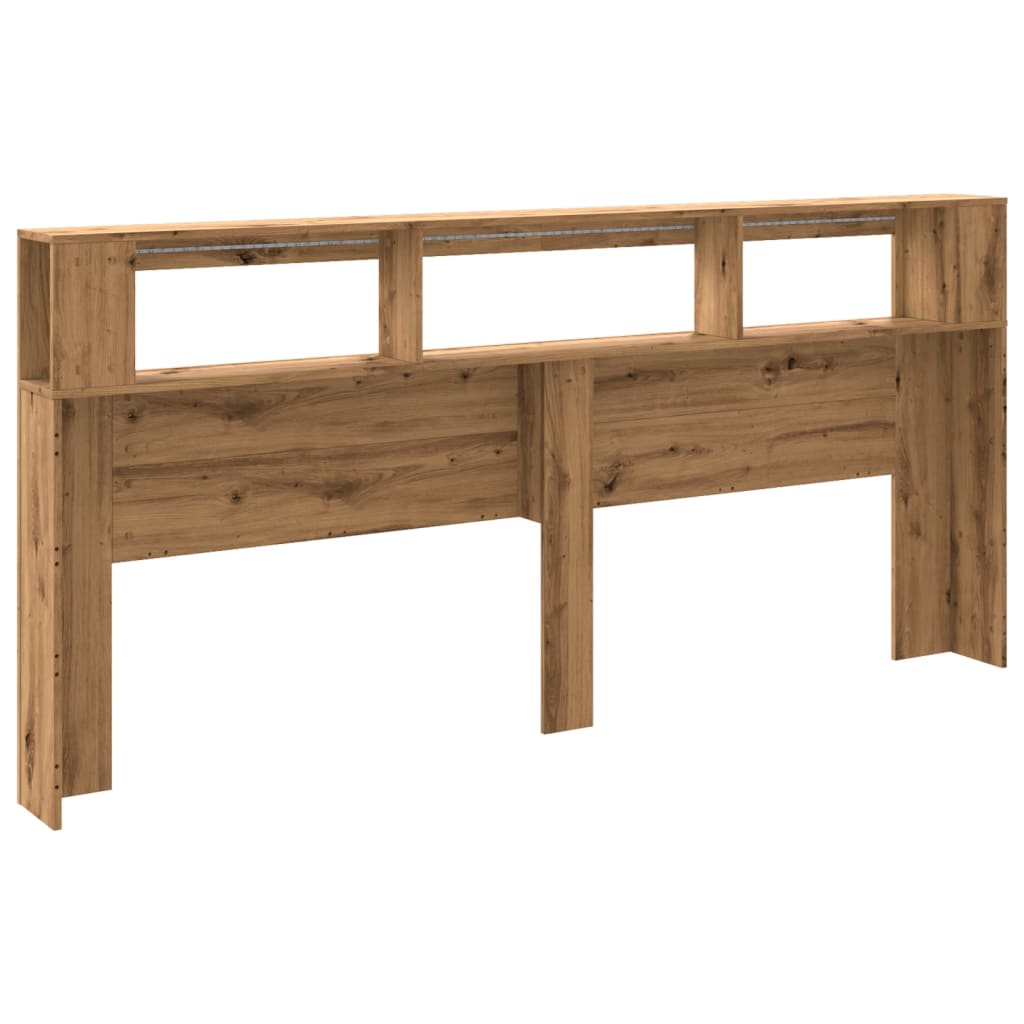 vidaXL LED κεφαλάρι Artisan Oak 220x18,5x103,5 cm Κατασκευασμένο ξύλο