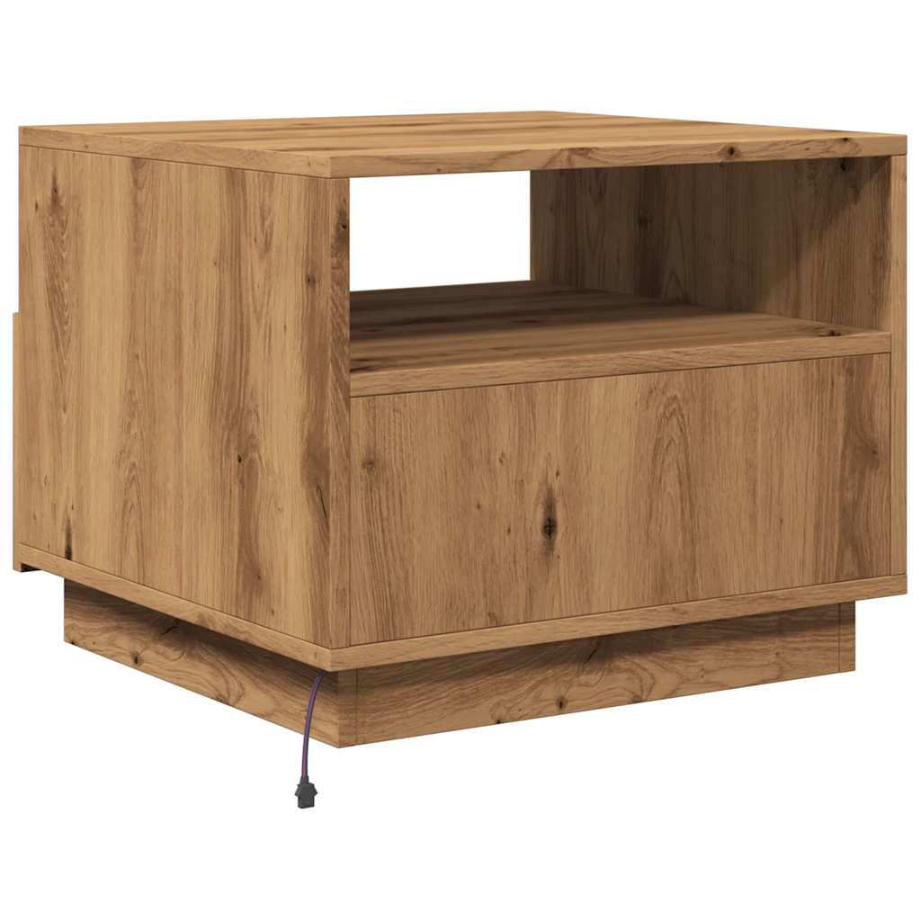 vidaXL Τραπεζάκι Σαλονιού με LED Artisan Δρυς 50x49x40 εκ.