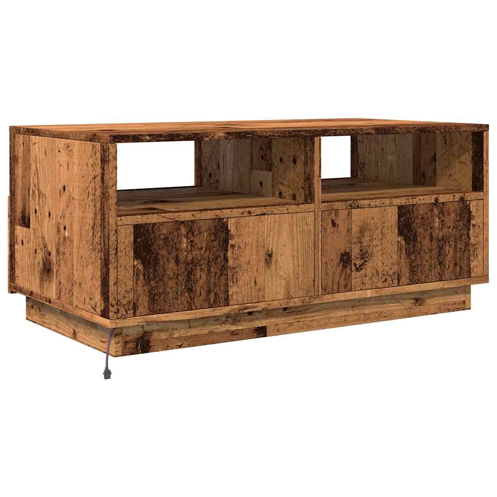 vidaXL Τραπεζάκι Σαλονιού με LED Παλαιό Ξύλο 90x49x40 εκ.