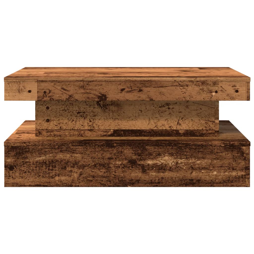 vidaXL Τραπεζάκι Σαλονιού με LED Παλαιό Ξύλο 90 x 50 x 40 εκ.