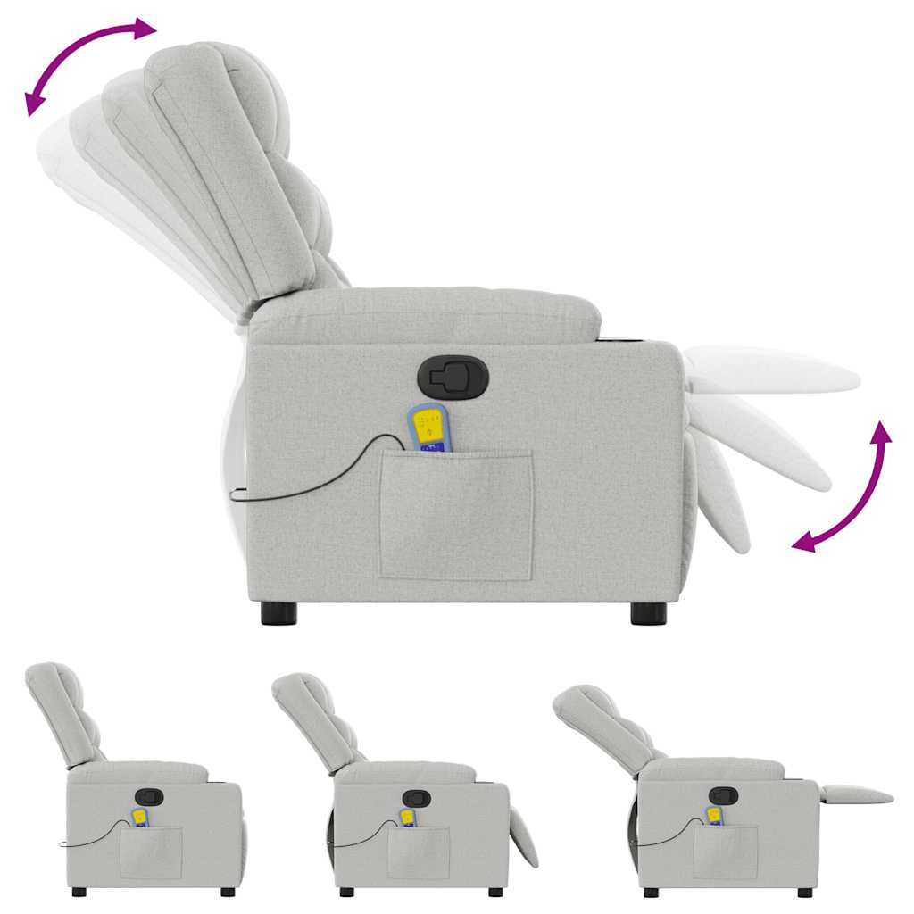 vidaXL καρέκλα ανάκλισης μασάζ Cloud Grey Fabric