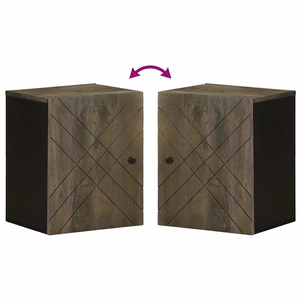 vidaXL Επίτοιχο ντουλάπι μπάνιου Μαύρο 38x33x48 cm Μάνγκο μασίφ ξύλο