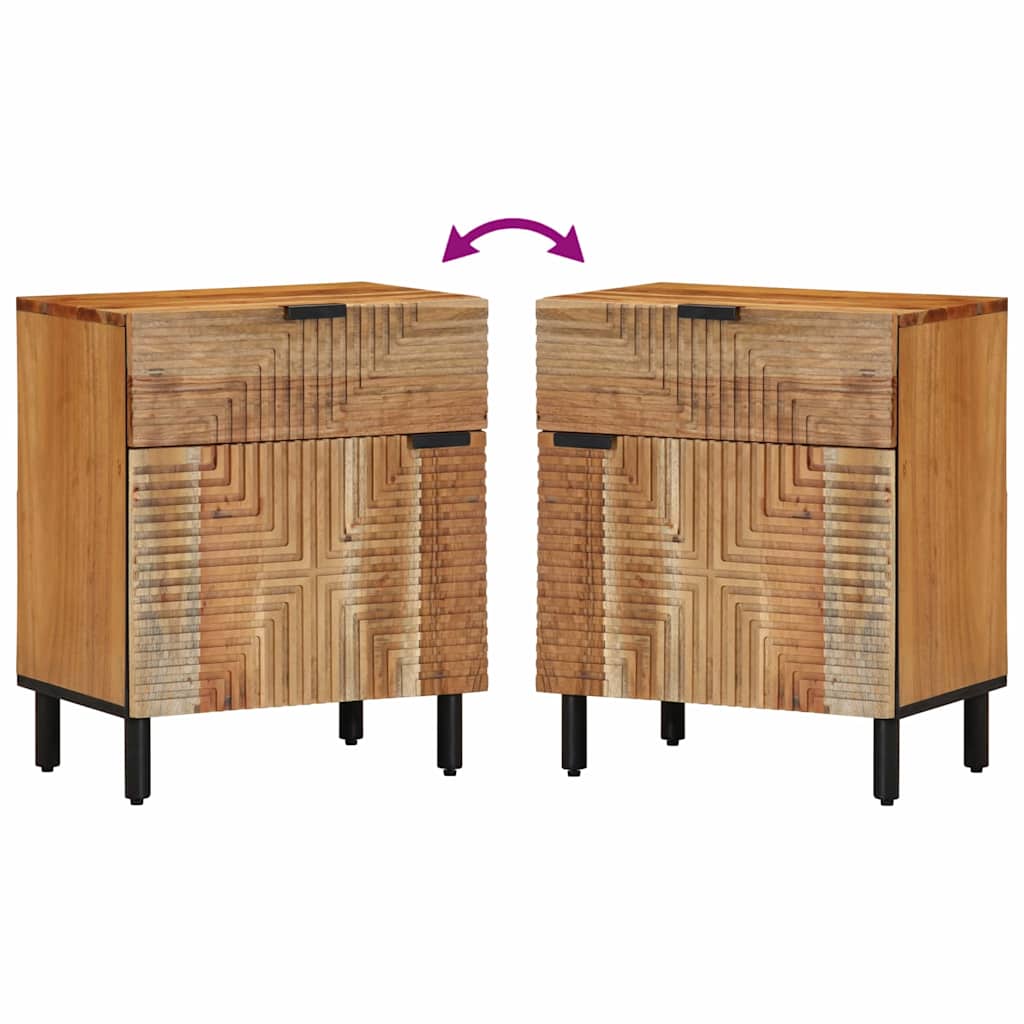 vidaXL Κομοδίνο με συρτάρι Καφέ 50 x 33 x 60 εκ Μασίφ ξύλο ακακίας