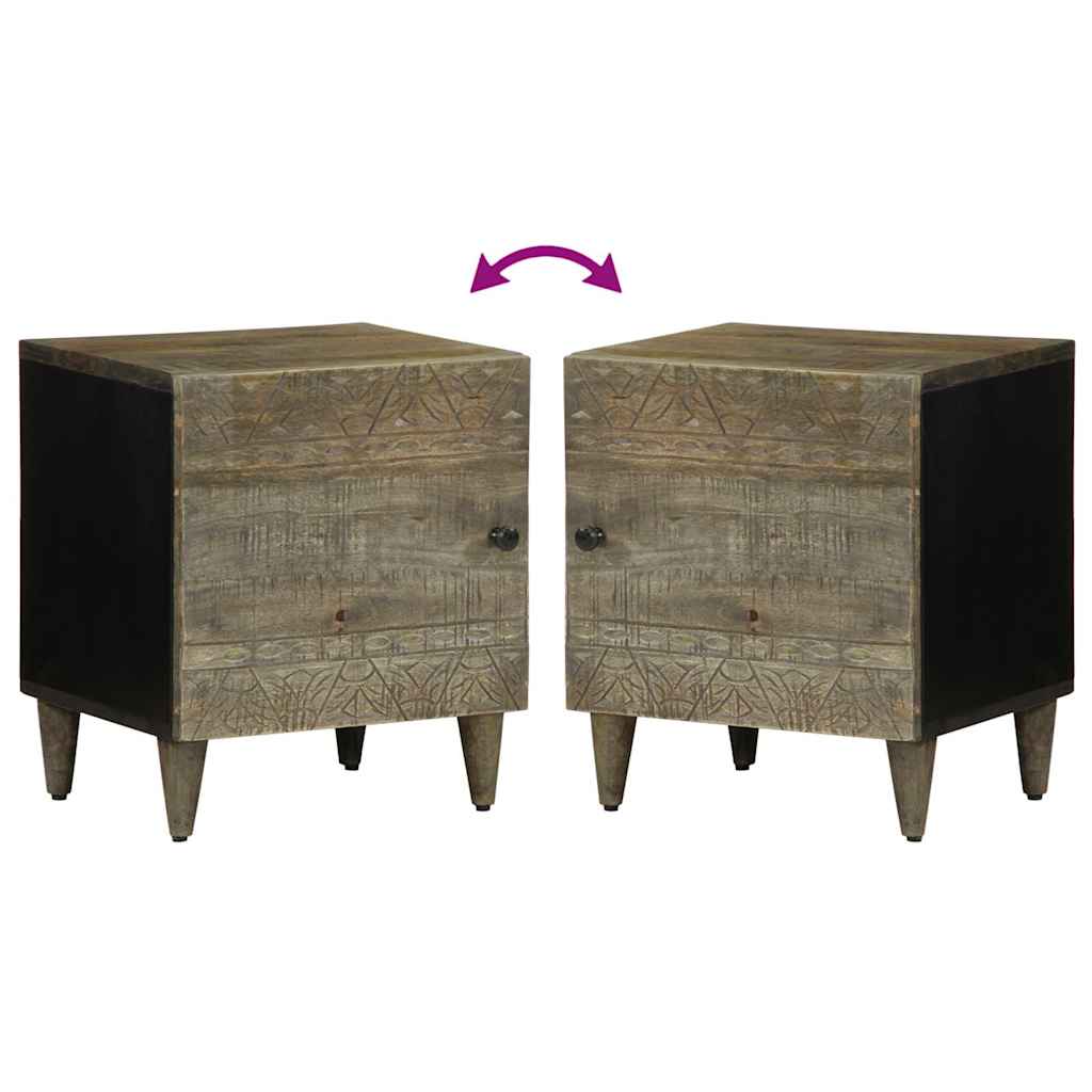 vidaXL κομοδίνο ντουλάπι ανοιχτό γκρι 40x33x46 cm μασίφ ξύλο Mango