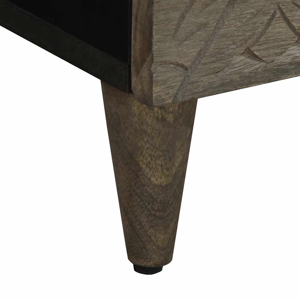 vidaXL κομοδίνο ντουλάπι ανοιχτό γκρι 40x33x46 cm μασίφ ξύλο Mango