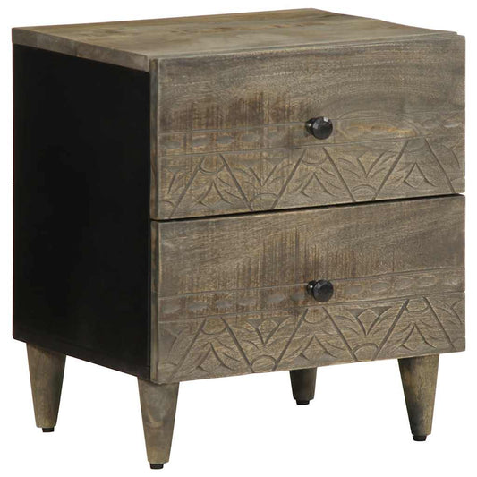 vidaXL Κομοδίνα 2 τεμάχια ανοιχτό γκρι 40x33x46 cm μασίφ ξύλο Mango