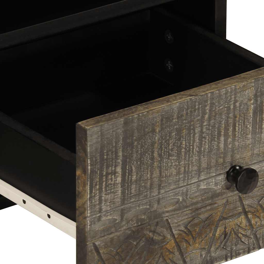 vidaXL Ντουλάπι τηλεόρασης ανοιχτό γκρι 70x33,5x46 cm μασίφ ξύλο Mango