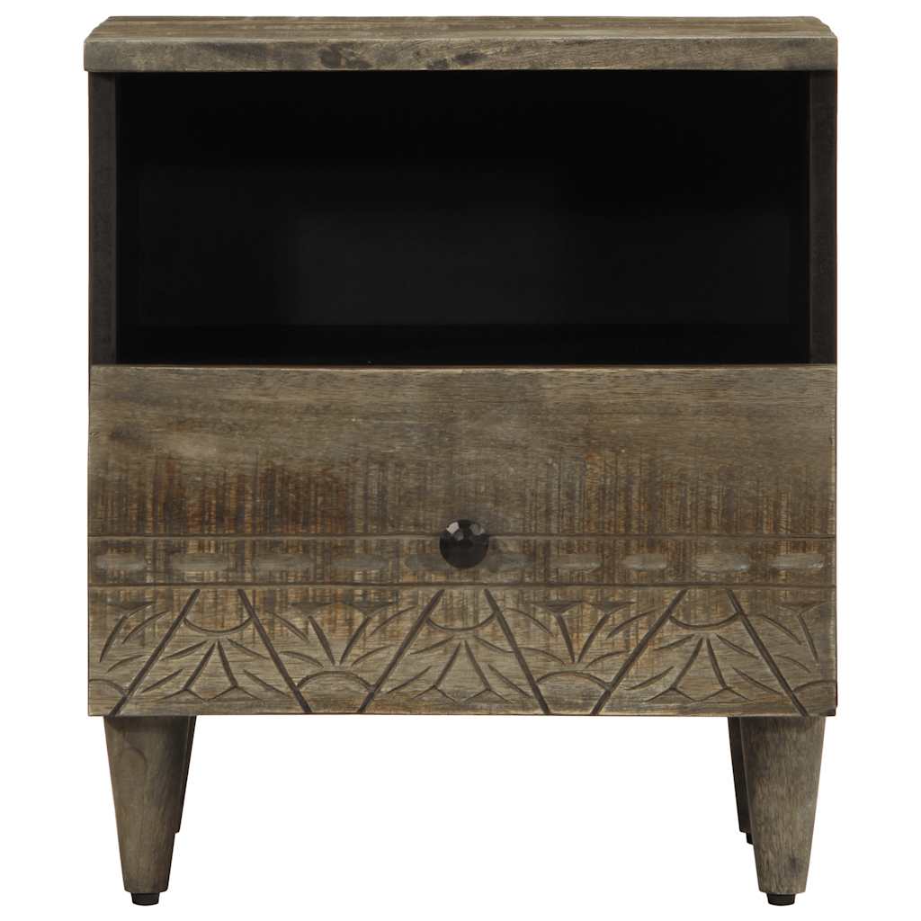 vidaXL κομοδίνο ντουλάπι ανοιχτό γκρι 40x33x46 cm μασίφ ξύλο Mango