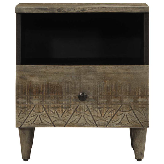 vidaXL κομοδίνο ντουλάπι ανοιχτό γκρι 40x33x46 cm μασίφ ξύλο Mango