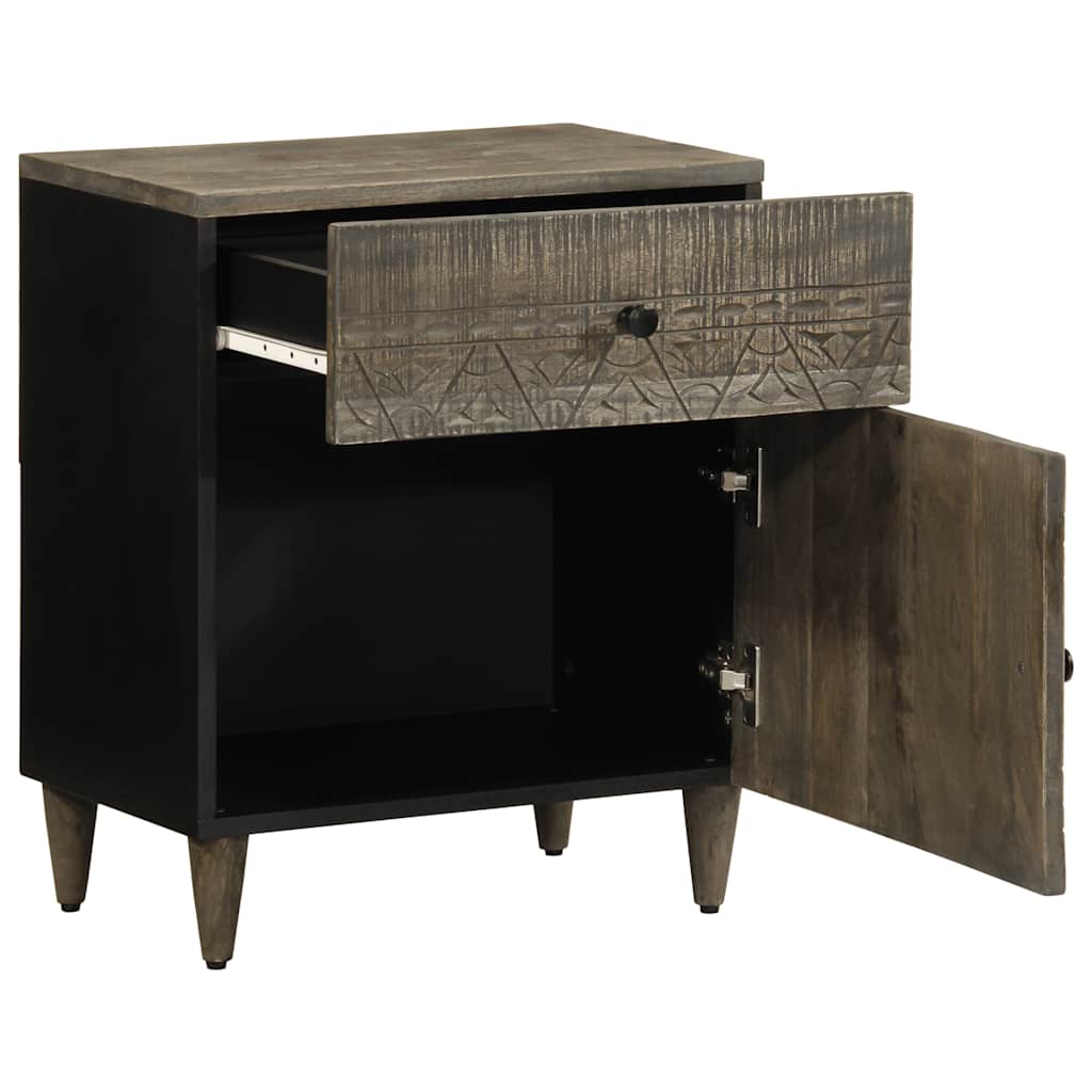 vidaXL κομοδίνο ντουλάπι ανοιχτό γκρι 50x33x60 cm μασίφ ξύλο Mango