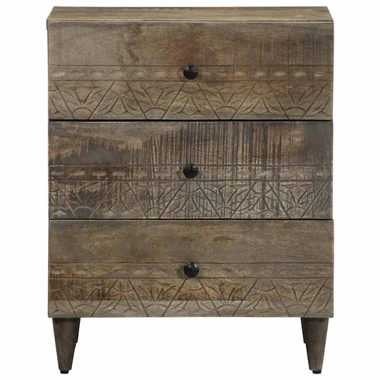 vidaXL κομοδίνο ντουλάπι ανοιχτό γκρι 50x33x60 cm μασίφ ξύλο Mango