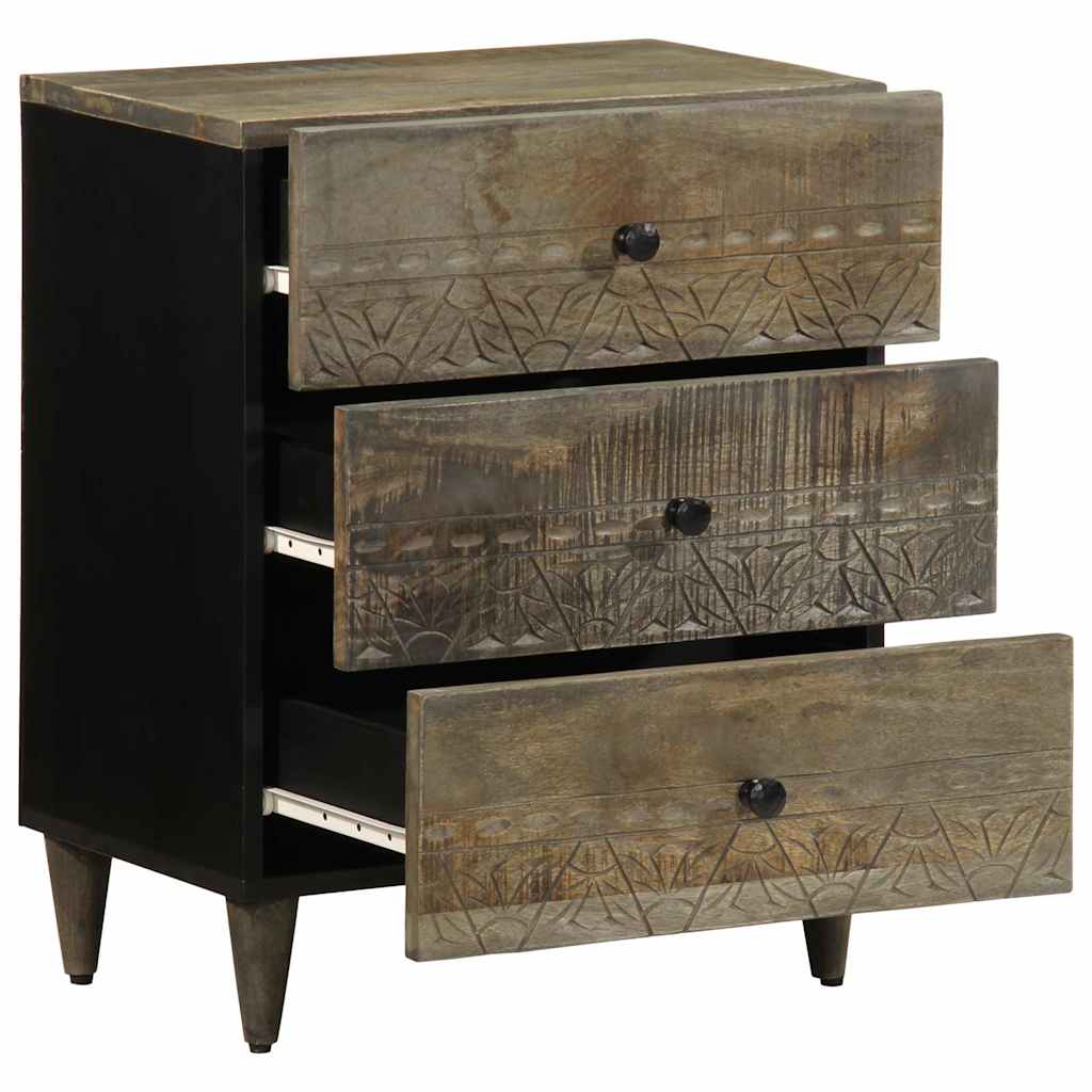 vidaXL κομοδίνο ντουλάπι ανοιχτό γκρι 50x33x60 cm μασίφ ξύλο Mango