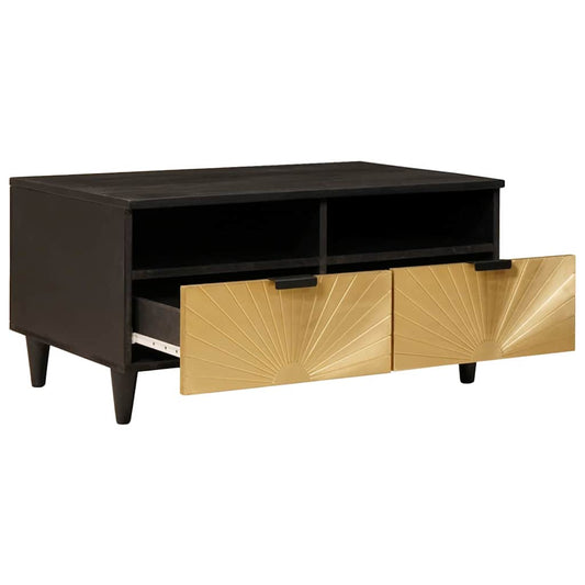 vidaXL Τραπεζάκι σαλονιού with Drawer Μαύρο και Χρυσό 80 x 54 x 40 εκ