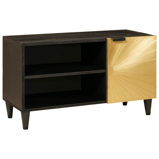 vidaXL Ντουλάπι TV Μαύρο και Χρυσό 80 x 33 x 46 εκ Επεξεργασμένο ξύλο