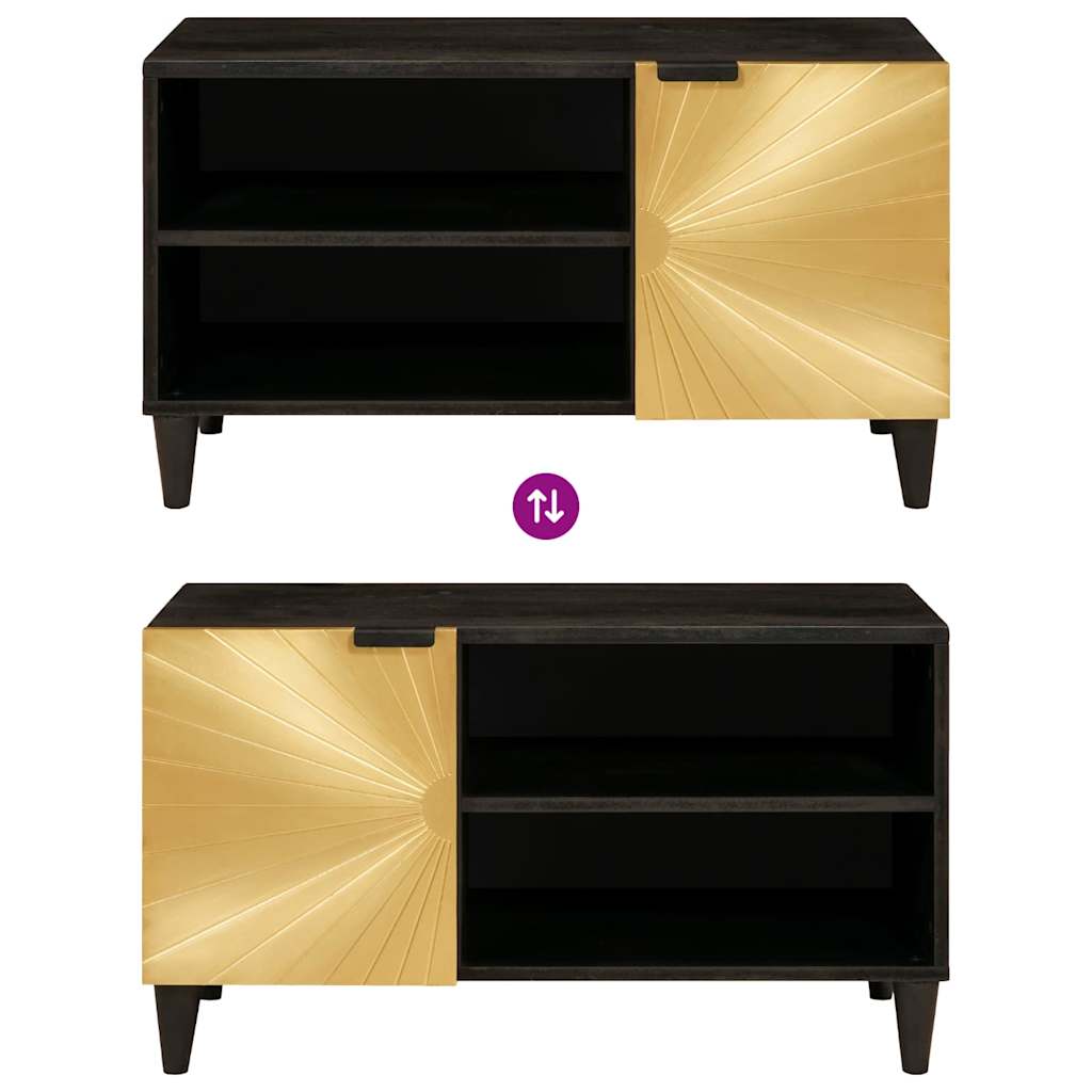 vidaXL Ντουλάπι TV Μαύρο και Χρυσό 80 x 33 x 46 εκ Επεξεργασμένο ξύλο