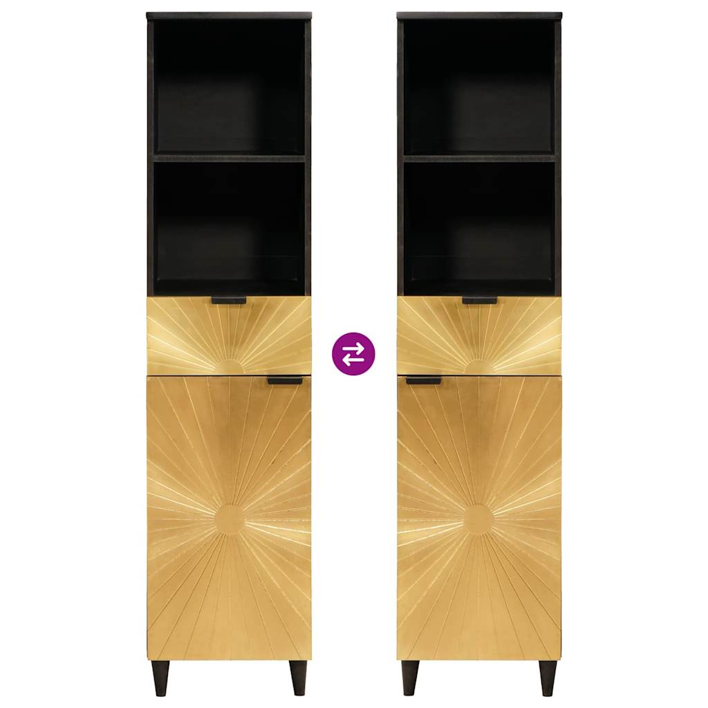 vidaXL Ντουλάπι Μπάνιου με συρτάρι Μαύρο και Χρυσό 38 x 33 x 160 εκ.