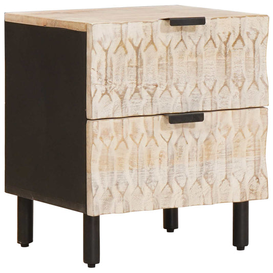 vidaXL Κομοδίνο 2 pcs Λευκό 40 x 33 x 46 εκ. Στερεό ξύλο μάνγκο