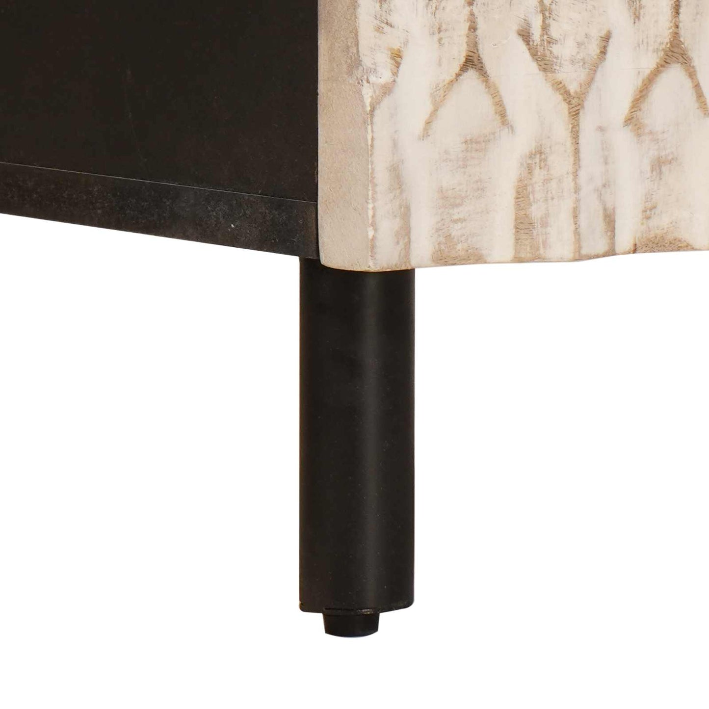 vidaXL Κομοδίνο με συρτάρι Λευκό 40 x 33 x 46 εκ. Στερεό ξύλο μάνγκο