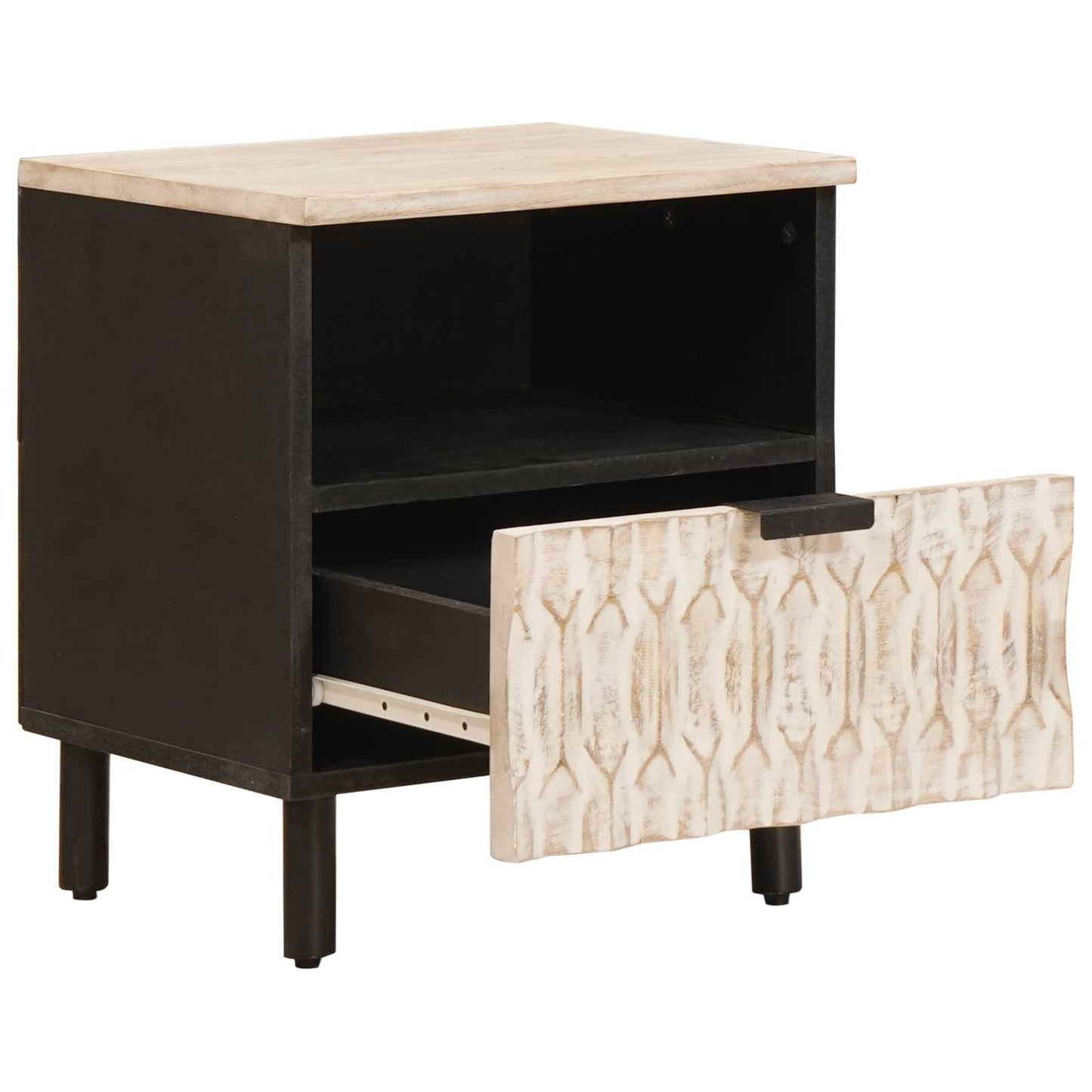 vidaXL Κομοδίνο 2 pcs Λευκό 40 x 33 x 46 εκ. Στερεό ξύλο μάνγκο