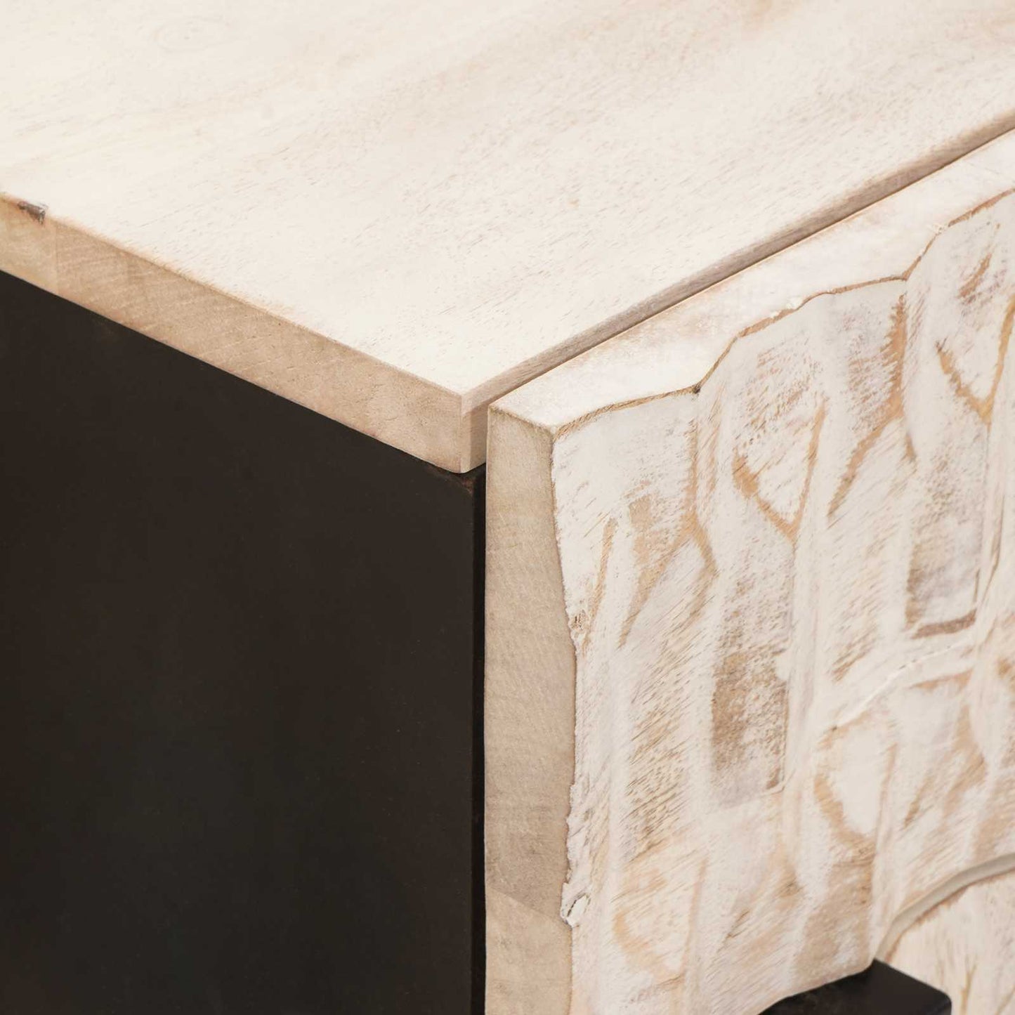 vidaXL Κομοδίνο με συρτάρι Λευκό 50 x 33 x 60 εκ Στερεό ξύλο μάνγκο