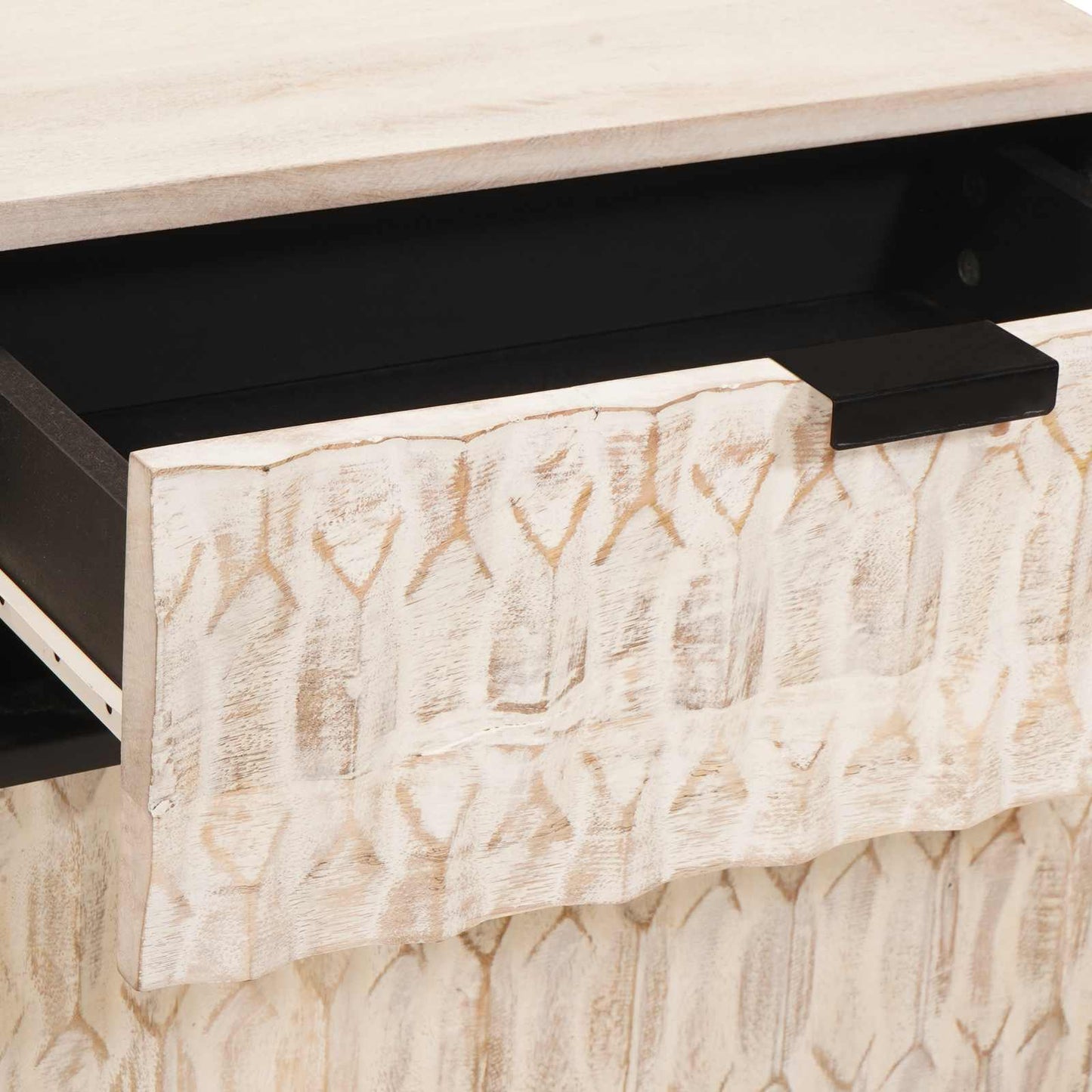 vidaXL Κομοδίνο με συρτάρι Λευκό 50 x 33 x 60 εκ Στερεό ξύλο μάνγκο