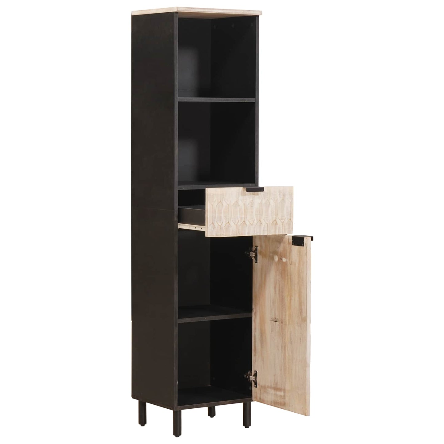 vidaXL Ντουλάπι Μπάνιου με ράφι Μαύρο και Λευκό 38 x 33 x 160 εκ.