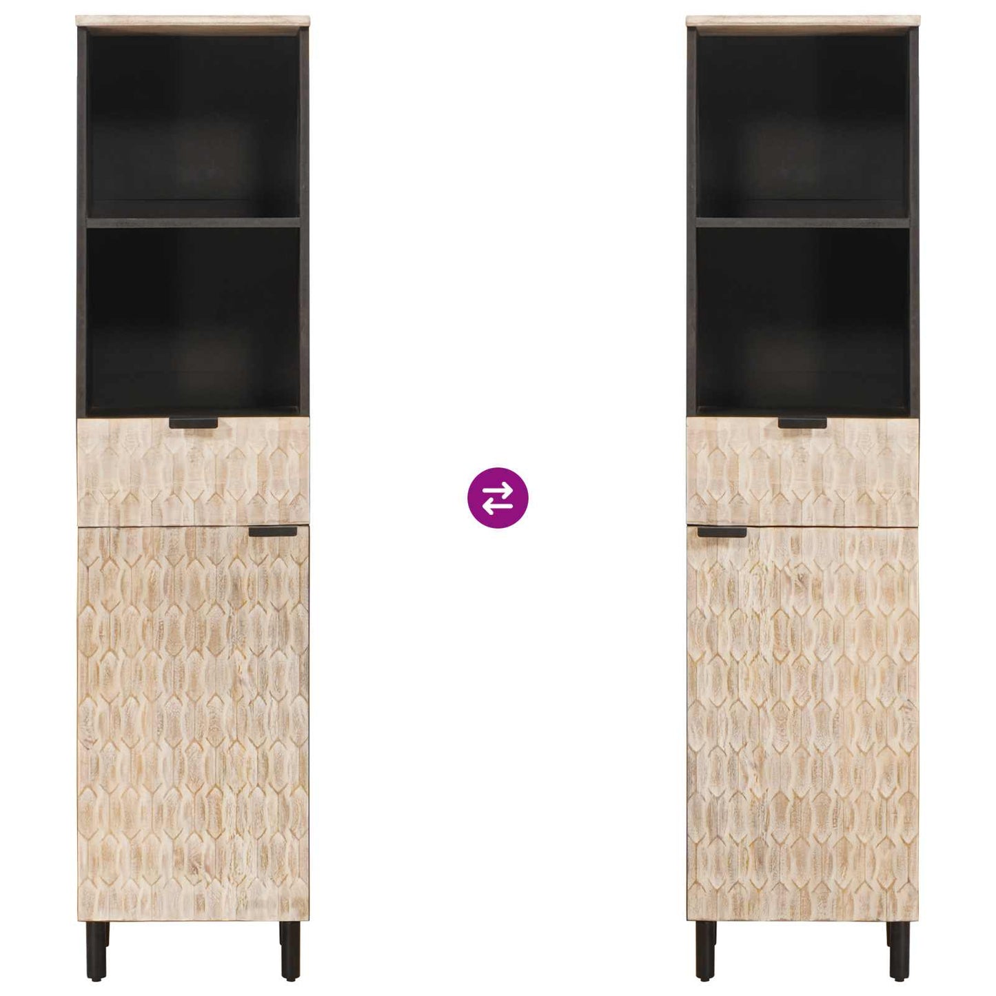 vidaXL Ντουλάπι Μπάνιου με ράφι Μαύρο και Λευκό 38 x 33 x 160 εκ.