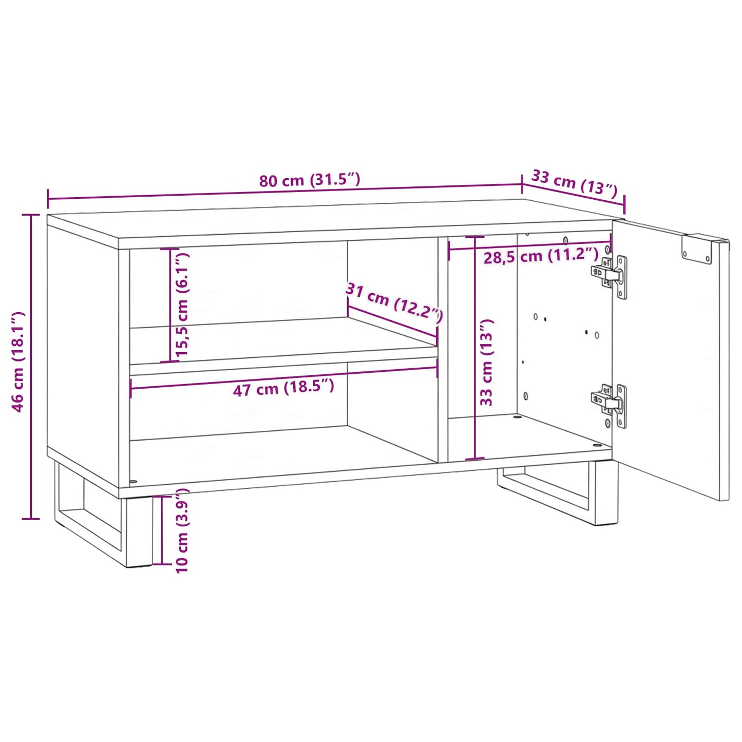 vidaXL Μονάδες TV Καφέ 80 x 33 x 46 εκ Επεξεργασμένο ξύλο
