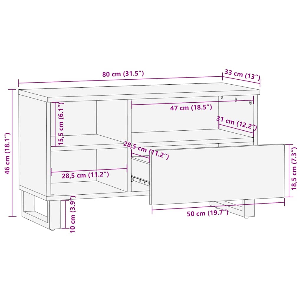 vidaXL Ντουλάπι αποθήκευσης μέσων με συρτάρι Καφέ 80 x 33.5 x 46 εκ.