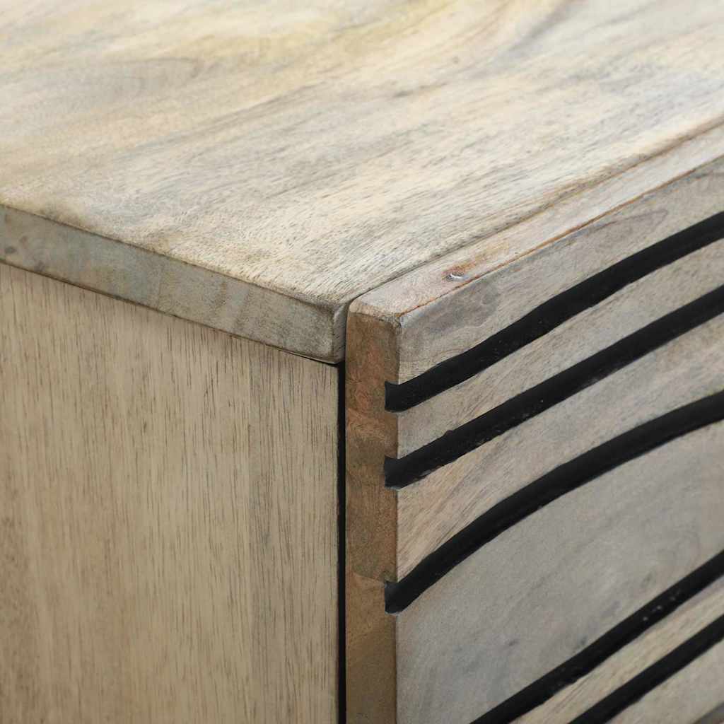 vidaXL Κομοδίνο Λευκό και Μαύρο 50 x 33 x 60 εκ Μασίφ ξύλο ακακίας