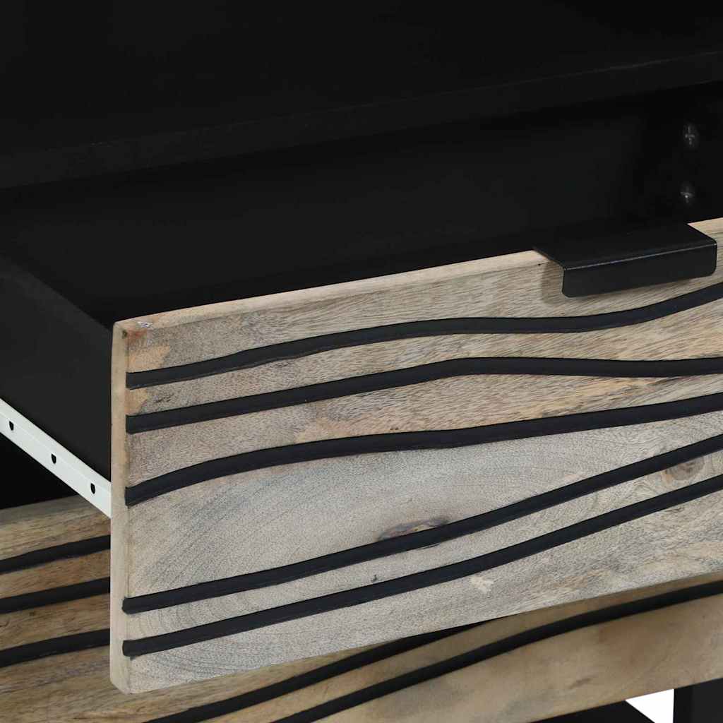 vidaXL Κομοδίνο Λευκό και μαύρο 50 x 33 x 60 εκ Μασίφ ξύλο μάνγκο