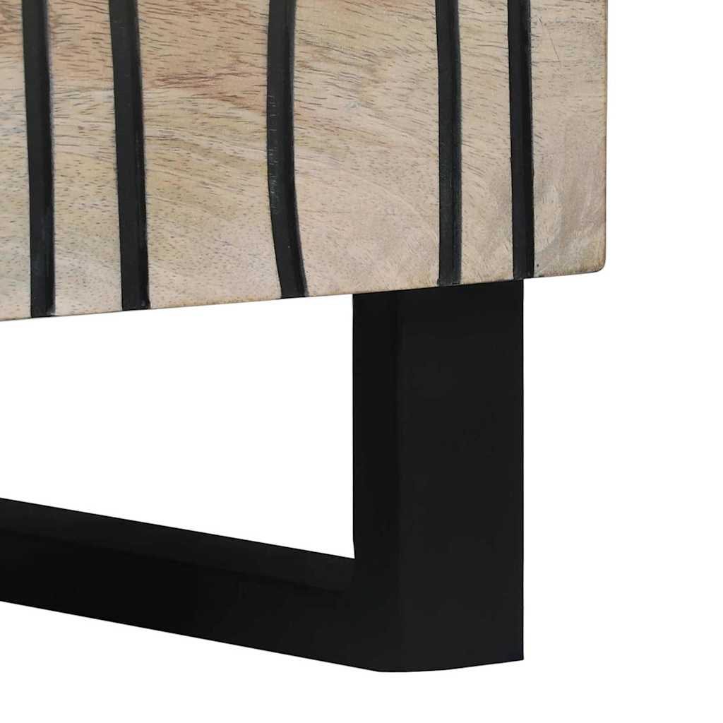 vidaXL Κομοδίνο Λευκό και μαύρο 50 x 33 x 60 εκ Μασίφ ξύλο μάνγκο