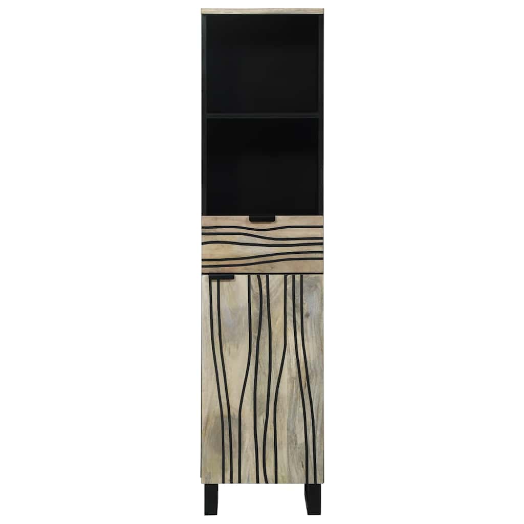 vidaXL Ντουλάπι Μπάνιου με συρτάρι με ράφι με αποθήκευση με πόρτα Καφέ, Μαύρο 38 x 33.5 x 160 εκ.