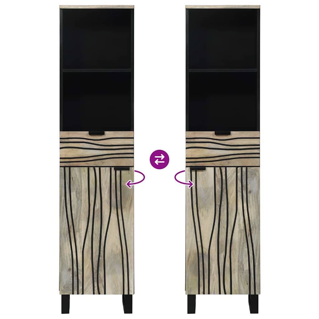 vidaXL Ντουλάπι Μπάνιου με συρτάρι με ράφι με αποθήκευση με πόρτα Καφέ, Μαύρο 38 x 33.5 x 160 εκ.