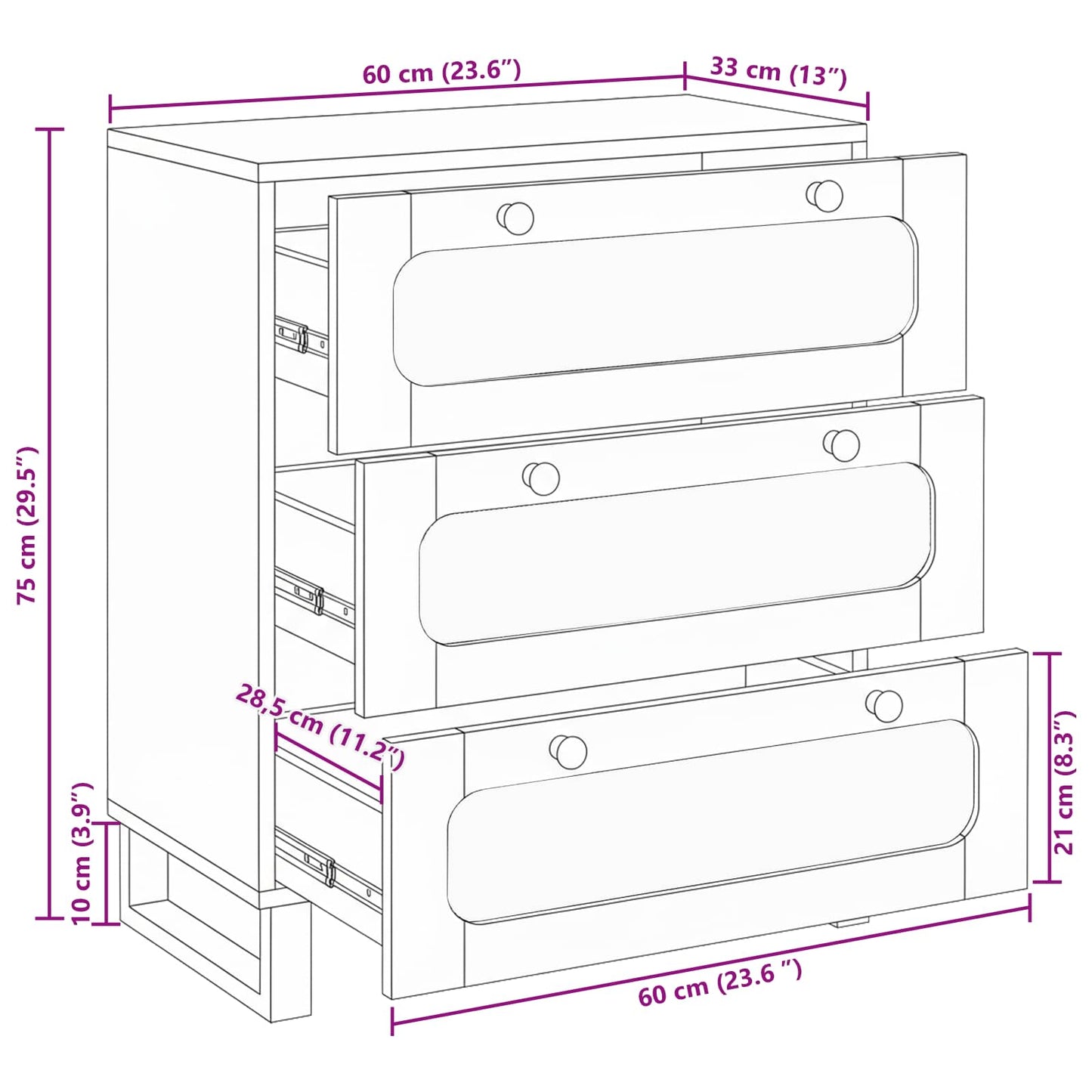 vidaXL Πλαϊνό γραφείο Καφέ 60 x 33 x 75 cm Στερεό ξύλο μάνγκο